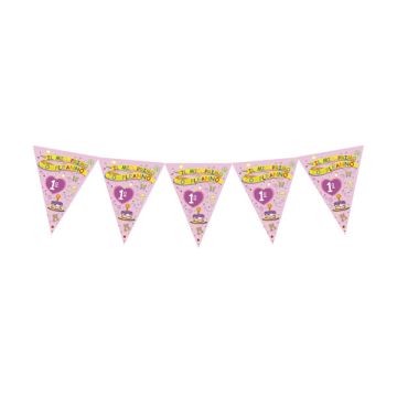 BANDIERINA 1° COMPLEANNO ROSA PZ.1