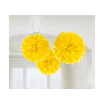 DECORAZIONE POM POM GIALLO PZ.3