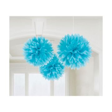 DECORAZIONE POM POM AZZURRO PZ.3