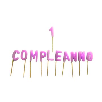 CANDELINA 1° COMPLEANNO ROSA PZ.1