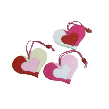 CUORE IN FELTRO DA APPENDERE PZ.12
