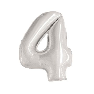 PALLONCINO NUMERO 4 GLITTER ARGENTO PZ.1