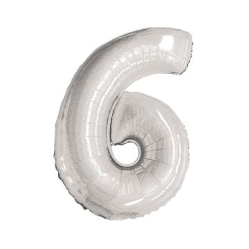 PALLONCINO NUMERO 6 GLITTER ARGENTO PZ.1