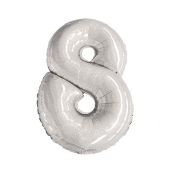 PALLONCINO NUMERO 8 GLITTER ARGENTO PZ.1