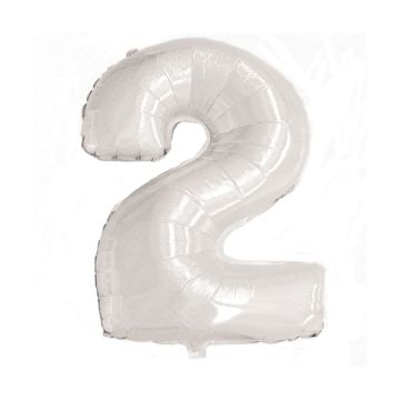 PALLONCINO NUMERO 2 GLITTER ARGENTO PZ.1