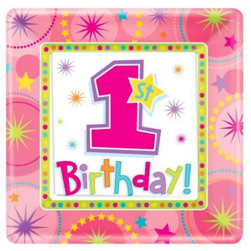 PIATTINI 1° COMPLEANNO BAMBINA PZ.8