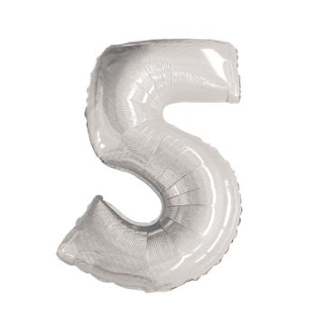 PALLONCINO NUMERO 5 GLITTER ARGENTO PZ.1
