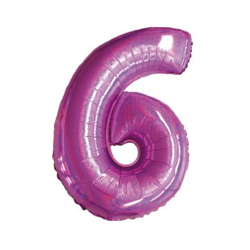 PALLONCINO NUMERO 6 GLITTER FUXIA PZ.1
