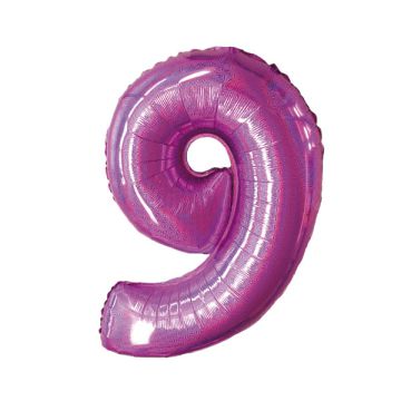 PALLONCINO NUMERO 9 GLITTER FUXIA PZ.1
