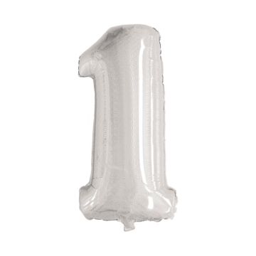 PALLONCINO NUMERO 1 GLITTER ARGENTO PZ.1