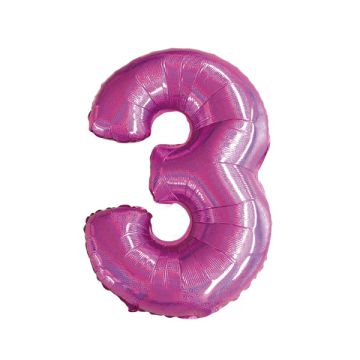 PALLONCINO NUMERO 3 GLITTER FUXIA PZ.1