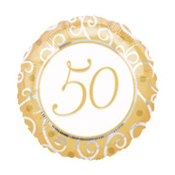 Palloncino 50&deg; Anniversario Pz.1 Mylar Tondo 18" Cm.45