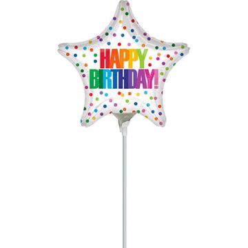 Palloncino Buon Compleanno Pz.5 Mylar Mini Stella 9" Cm.23 Da Saldare Esclusa Bacchetta
