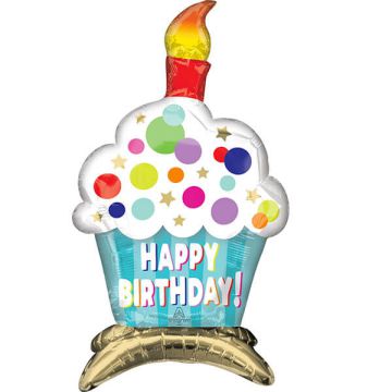 Palloncino Torta Compleanno Pz.1 Mylar Multiballoon 15"/38cm W X 24"/60cm H Gonfiaggio Ad Aria - No Gas Elio