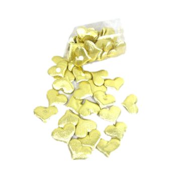 CUORE IN TESSUTO ORO CON ADESIVO PZ.50