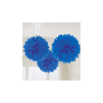 DECORAZIONE POM POM BLU PZ.3