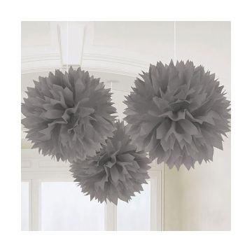 DECORAZIONE POM POM ARGENTO PZ.3