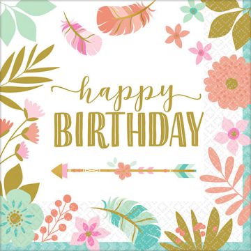 Tovaglioli boho birthday girl pz.16