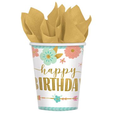 Bicchieri boho birthday girl pz.8
