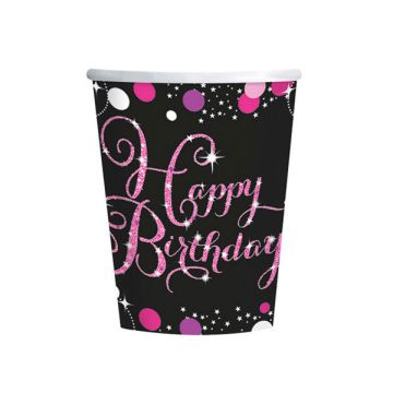 Bicchieri happy birthday pink pz.8