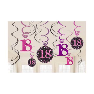 DECORAZIONE 18° COMPLEANNO PINK PZ.12