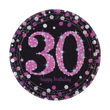 PIATTI 30° COMPLEANNO PINK PZ.8