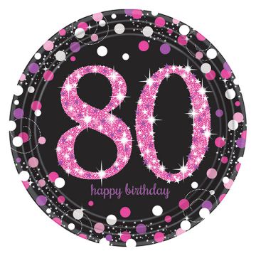 PIATTI 80° COMPLEANNO PINK PZ.8