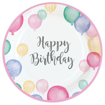 Piatto compleanno pastello pz.8