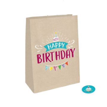 Sacchetti Compleanno Con Stickers Pz.4