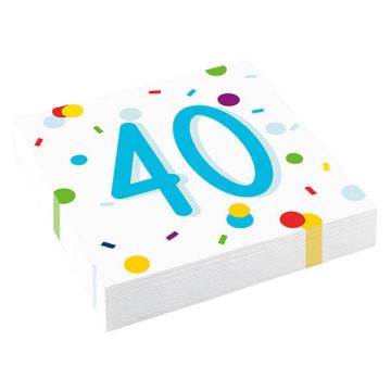 Tovaglioli Confetti Birthday 40 Pz.20 Cm.33 X 33