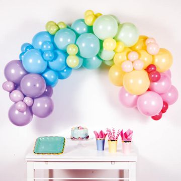 Kit Arco Palloncini Arcobaleno Pastello Pz. 78