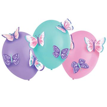 Palloncini Con Farfalle Adesive Pz.3