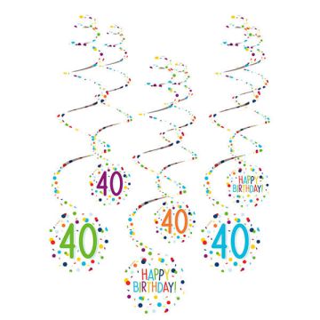 Decorazione Spirale Confetti 40 Pz.6 6 Decorazioni Spirale 40 Confetti Birthday Carta 61 Cm