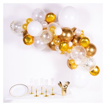 Kit Arco Palloncini Oro E Bianco Pz.66