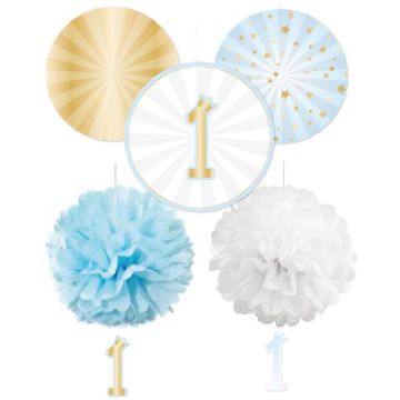Kit decorazione 1 compleanno blu pz.5