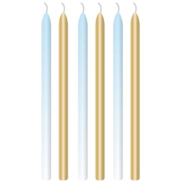 Candeline compleanno blu e oro pz.6