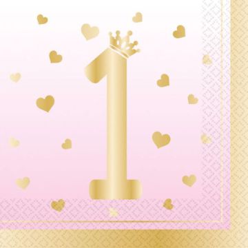 Tovaglioli 1 compleanno pink ombre pz.16