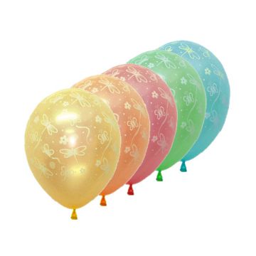 PALLONCINO FARFALLE E FIORI 12" PZ.100