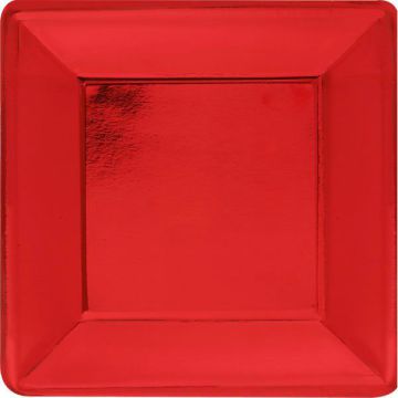 PIATTO QUADRATO ROSSO LAMINATO PZ.8