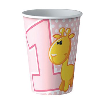 BICCHIERI 1° COMPLEANNO BAMBINA PZ.8