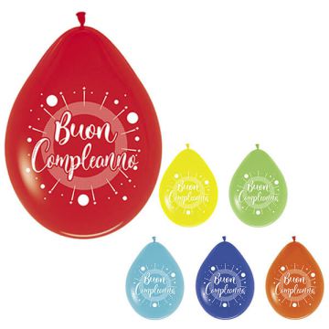 Palloncino Buon Compleanno Pz.20 Gonfiaggio Aria Cm.25.4
