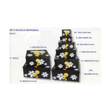 SCATOLE TITTI FIORE NERO SET PZ.8