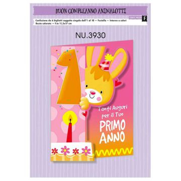 Biglietto 1° Compleanno Femmina R116