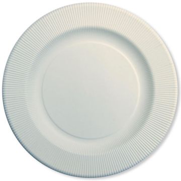 Piatti Maxi Righe Bianco Pz.10 Compostabili - Cm.32.4