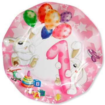 PIATTINI 1° COMPLEANNO BAMBINA PZ.8