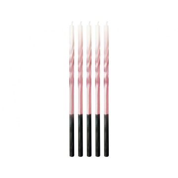 Candeline Stelo Swirl Rosa/bianche Pz.5