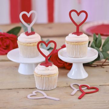 Cake Topper Cuori In Legno Pz.6