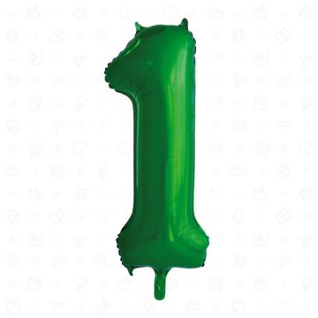 PALLONCINO NUMERO (1) VERDE GLITTER PZ.1