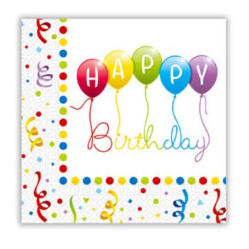 Tovaglioli Happy Birthday Pz.20 Cm.33x33