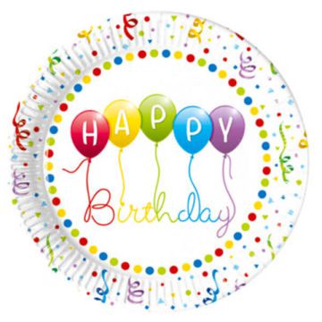 Piatti  Happy Birthday Streamers Pz.8 Cm.23